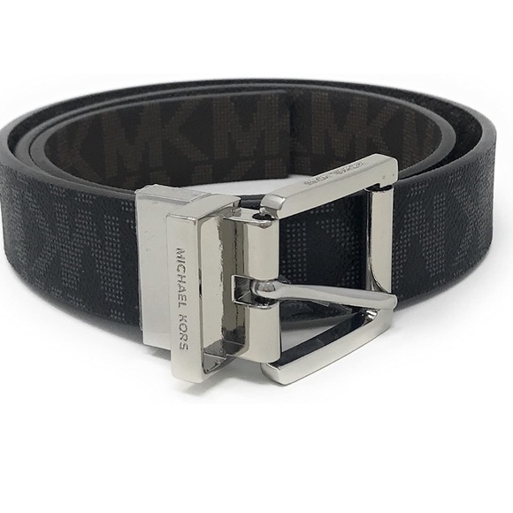NWT Michal Kors silver buckle reversible MK Belt - Picture 1 of 6